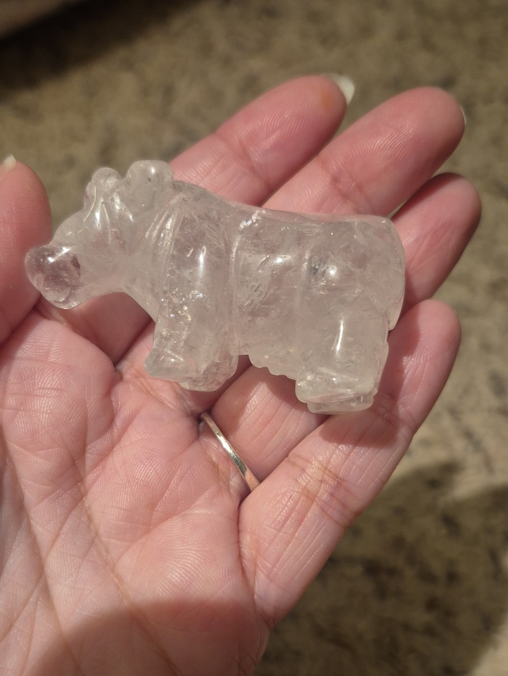 Handcarved Clear Quartz Crystal Cow